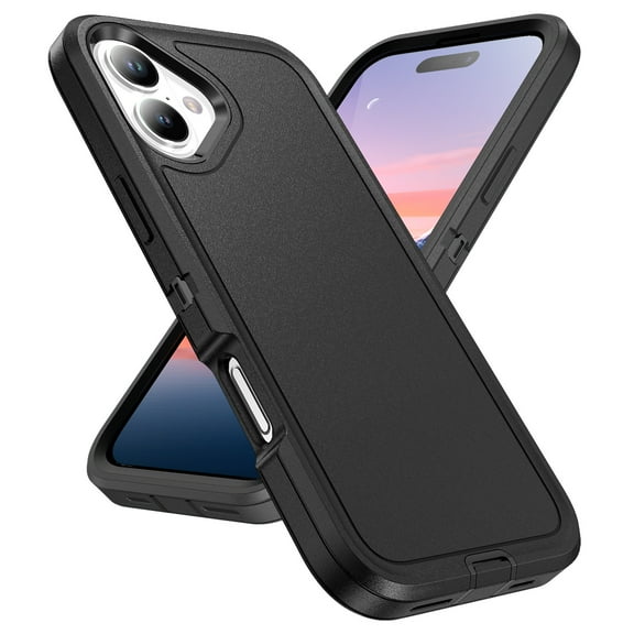 Decase Case for iPhone 17,Hybrid Dual-Layer Heavy Duty PC+TPU Back Cover, Rugged Shockproof Hard Phone Cover,Black