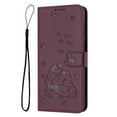 thumbnail image 1 of Decase Case for iPhone 7 / 8 / SE 2022 & 2020, Embossed Cat Wallet Leather Case Cover with Cash Slots & Wrist Strap,Maroon, 1 of 6
