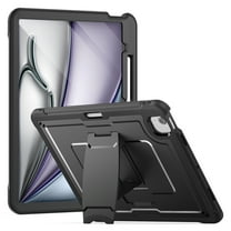 Decase Case for iPad Air 13-inch (M2 2024 / M3 2025),Full Body Protective Case with Kickstand,Hard PC Back Shock-Absorbing TPU Frame Protective,Heavy Duty Tablet Cover with Pencil Holder,Black