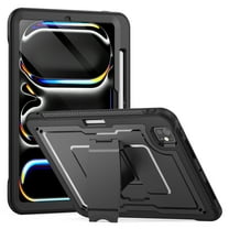 Decase Case for iPad Pro 11-inch (M4 2024 / M5 2025),Full Body Protective Slim Case with Kickstand,Heavy Duty Rugged Tablet Cover Bulit in Pencil Holder for iPad Pro 11,Black