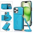 thumbnail image 1 of Decase Case for iPhone 16 Pro Max Wallet Phone Case,Stylish PU Leather Crossbody Design W/Purse, Kickstand and Shoulder Strap,Shockproof Cash Pocket Full Protect Cover,Blue, 1 of 8