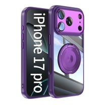 Decase Case for iPhone 17 Pro 2025,TPU PC,Built-in Rotatable Metal Kickstand,Clear Back Design Heavy Duty Drop Protection Shockproof Phone Case for iPhone 17 Pro,Darkpurple