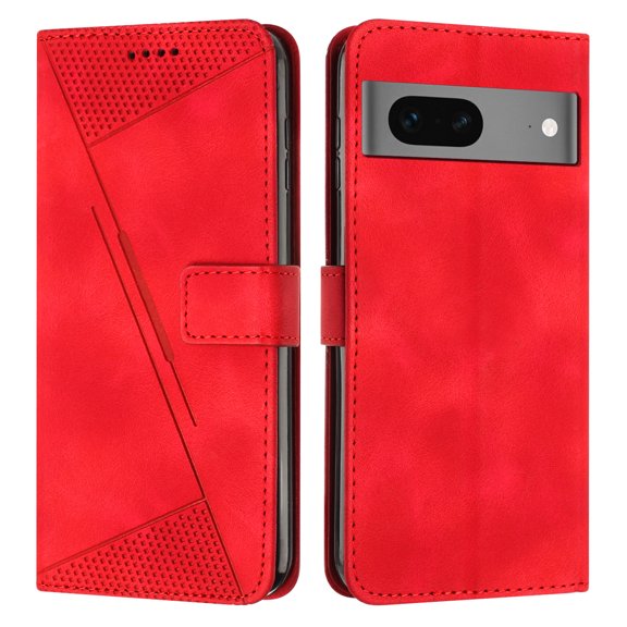 Decase Cell Phone Flip Case Cover Compatible with Google Pixel 7 Wallet Flip Phone Case Card Slot Holder Flip Cover Phone Case Wrist Strap Phone Case Compatible with Google Pixel 7,Red