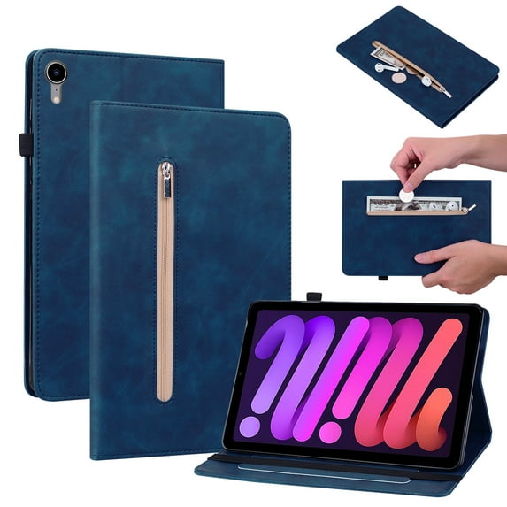 Decase Classic Case for 2021 Apple iPad Mini 6th Generation, 8.3 Inch Tablet (A2567/ A2568/ A2569) - Protective PU Leather Flip Case with Holders, Smart Fold Stand Cover with Auto Sleep Wake, Darkblue