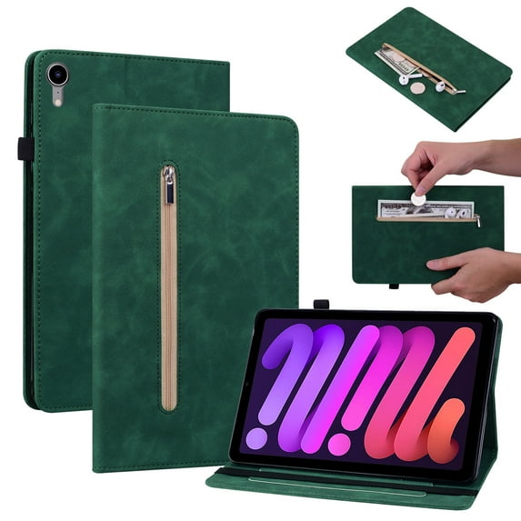 Decase Classic Case for 2021 Apple iPad Mini 6th Generation, 8.3 Inch Tablet (A2567/ A2568/ A2569) - Protective PU Leather Flip Case with Holders, Smart Fold Stand Cover with Auto Sleep Wake, Green