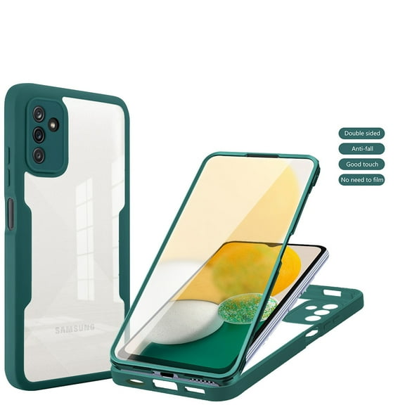 Decase Clear Phone Case for Samsung Galaxy A14 5G, Ultra-Thin Clear Back Cover with Built-in Screen Protector Slim Soft TPU Bumper Shockproof Full Body Protective Case for Samsung A14 5G,Darkgreen