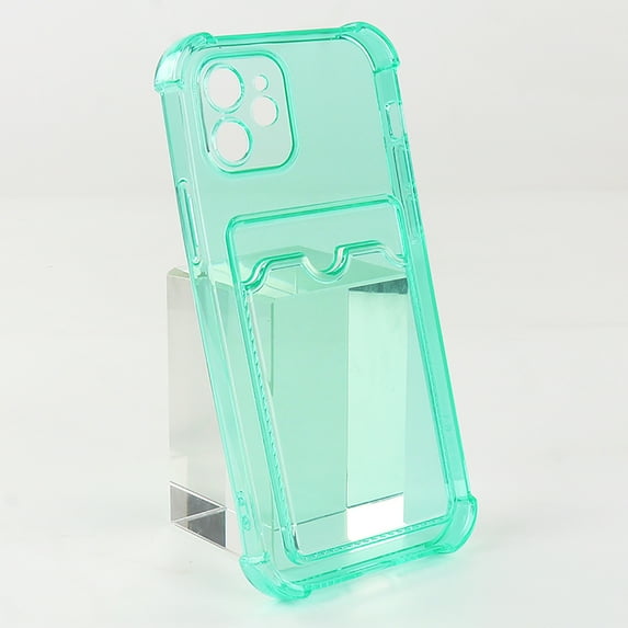 Decase Clear Phone Cover for Apple iPhone 15 Pro,With Back Card Holder Pocket,Soft TPU Slim Shockproof Drop Protection Anti-Yellow Transparent Shell for iPhone 15 Pro,Green