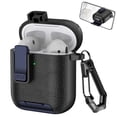 thumbnail image 1 of Decase Compatible with Apple Airpods 2nd Gen / 1st Gen Case with Phone Stand,Full Body Drop Protection Cover Automatic Snap Switch Lock Design with Carabiner Keychain Headphone Case,Blueblack, 1 of 7