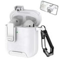 thumbnail image 1 of Decase Compatible with Apple Airpods 2nd Gen / 1st Gen Case with Phone Stand,Full Body Drop Protection Cover Automatic Snap Switch Lock Design with Carabiner Keychain Headphone Case,White, 1 of 7
