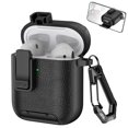 thumbnail image 1 of Decase Compatible with Apple Airpods 2nd Gen / 1st Gen Case with Phone Stand,Full Body Drop Protection Cover Automatic Snap Switch Lock Design with Carabiner Keychain Headphone Case,Black, 1 of 7