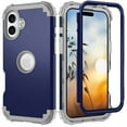 thumbnail image 1 of Decase Compatible with Apple iPhone 16 Plus Phone Case,Shockproof Three Layer Heavy Duty Soft Silicone Rubber Bumper+Hard Plastic Hybrid Protective Case for iPhone 16 Plus,Darkblue, 1 of 4