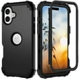 thumbnail image 1 of Decase Compatible with Apple iPhone 16 Plus Phone Case,Shockproof Three Layer Heavy Duty Soft Silicone Rubber Bumper+Hard Plastic Hybrid Protective Case for iPhone 16 Plus,Black, 1 of 7