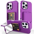 thumbnail image 1 of Decase Compatible with Apple iPhone 16 Pro Case with Card Holder & Mirror, Military Grade Protection Hard Wallet Phone Case with Stand Cover fits for iPhone 16 Pro,Shockproof Cover,Darkpurple, 1 of 6