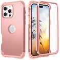 thumbnail image 1 of Decase Compatible with Apple iPhone 16 Pro Max Phone Case,Shockproof Three Layer Heavy Duty Soft Silicone Rubber Bumper+Hard Plastic Hybrid Protective Case for iPhone 16 Pro Max,Rosegold, 1 of 7