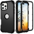 thumbnail image 1 of Decase Compatible with Apple iPhone 16 Pro Max Phone Case,Shockproof Three Layer Heavy Duty Soft Silicone Rubber Bumper+Hard Plastic Hybrid Protective Case for iPhone 16 Pro Max,Black, 1 of 6