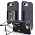 thumbnail image 1 of Decase Compatible with Apple iPhone 16E Case with Card Holder & Mirror, Military Grade Protection Hard Wallet Phone Case with Kickstand Cover fits for iPhone 16E,Shockproof Protection Cover,Black, 1 of 6