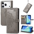 thumbnail image 1 of Decase Compatible with Apple iPhone 17 Pro Case,Leather Wallet Flip Magnetic Closure Phone Cover,Shockproof Protective Case with Card Slots Stand for iPhone 17 Pro,Gray, 1 of 8