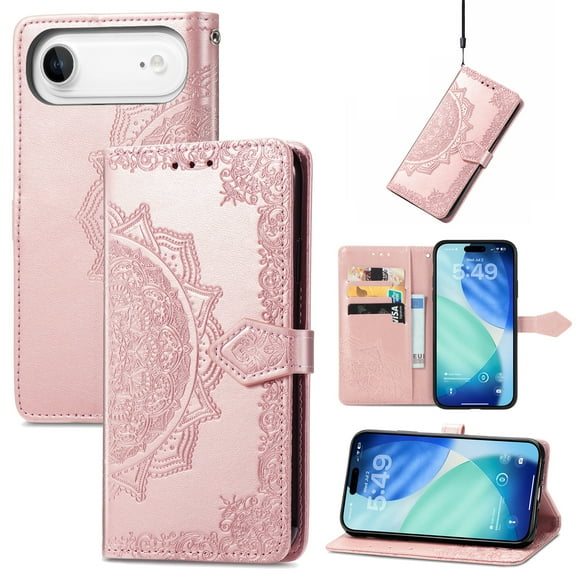 Decase Compatible with Apple iPhone Air Case,Leather Wallet Flip Magnetic Closure Phone Cover,Shockproof Protective Case with Card Slots Stand for iPhone Air,Rosegold