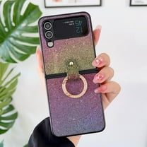 Decase Compatible Glitter Case For Samsung Galaxy Z Flip 4 5G Case with Diamond Ring,Luxury Glitter Bling Crystal Shockproof PC Case Cover,Phone Case for Samsung Galaxy Z Flip 4 Case, Purple