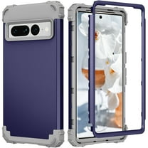 Decase Compatible with Google Pixel 7 Pro Case, Heavy Duty Shockproof Protection Soft Silicone Rubber Hard Plastic Bumpers Hybrid Protective Case for Google Pixel 7 Pro, Darkblue