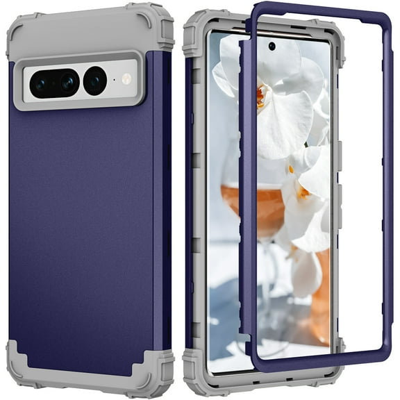 Decase Compatible with Google Pixel 7 Pro Case, Heavy Duty Shockproof Protection Soft Silicone Rubber+Hard Plastic Bumpers Hybrid Protective Case for Google Pixel 7 Pro, Darkblue