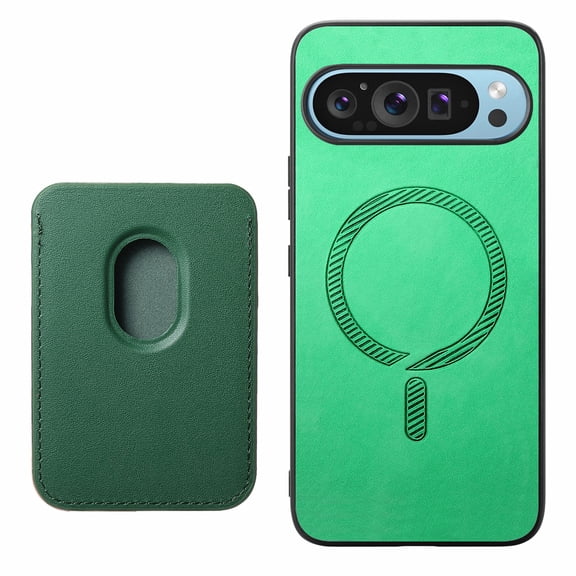 Decase Compatible with Google Pixel 9 Pro XL Faux Leather Magnetic 2 in 1 Detachable Wallet Case with Card Holder Men Women Compatible with MagSafe,Green