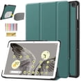 thumbnail image 1 of Decase Compatible with Google Pixel Tablet 2023 11 Inch, Shockproof Multiple Viewing Angles Stand Lightweight Ultra Slim Shell Hard PC + PU Leather Back Protective Cover,Green, 1 of 8