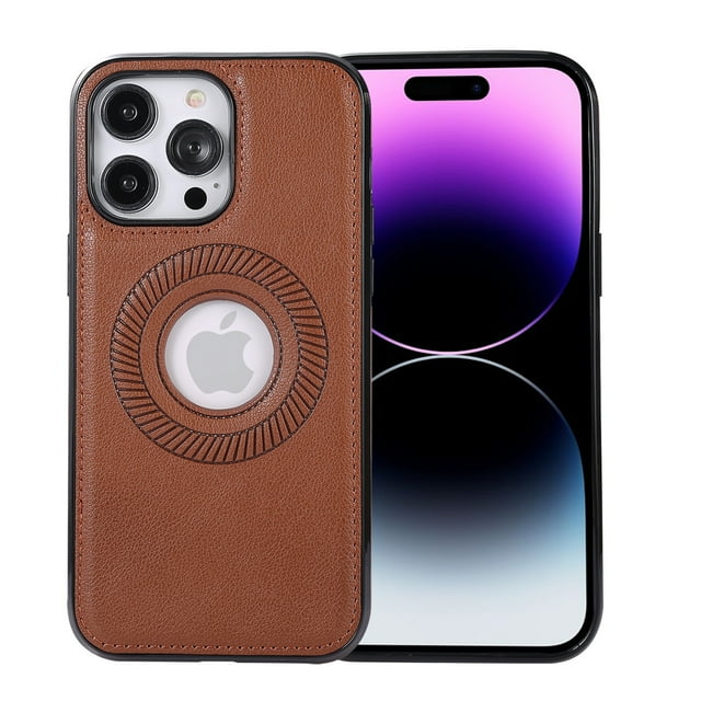 Decase Compatible with MagSafe Case for iPhone 11 Pro Max, Rugged Shockproof Luxury PU Leather Slim Logo View Classic Non-Slip Lightweight Protective Cover Case, brown