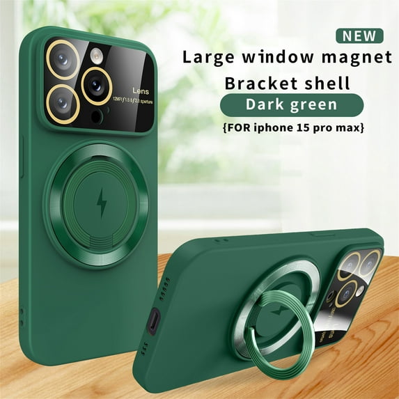 Decase Compatible with MagSafe Case for iPhone 13 Pro Max, Slim MagSafe Magnetic Full Cover Lens Protector,Anti-Scratch Shockproof with Built-in Ring Holder Stand Cover Case, darkgreen