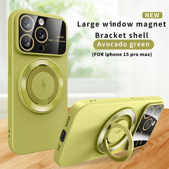 Decase Compatible with MagSafe Case for iPhone 13 Pro Max, Slim MagSafe Magnetic Full Cover Lens Protector,Anti-Scratch Shockproof with Built-in Ring Holder Stand Cover Case, green