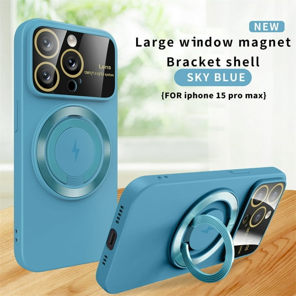 Decase Compatible with MagSafe Case for iPhone 13 Pro Max, Slim MagSafe Magnetic Full Cover Lens Protector,Anti-Scratch Shockproof with Built-in Ring Holder Stand Cover Case, skyblue