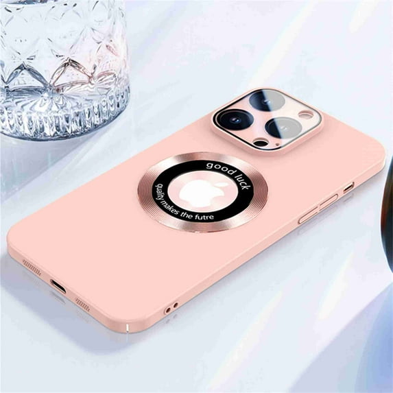 Decase Compatible with MagSafe Case for iPhone 14 Pro Max, Built-in Glass Camera Lens Protector Logo View,Slim Magnetic MagSafe Shockproof Anti-Fall Matte PC Back Cover Case, pink