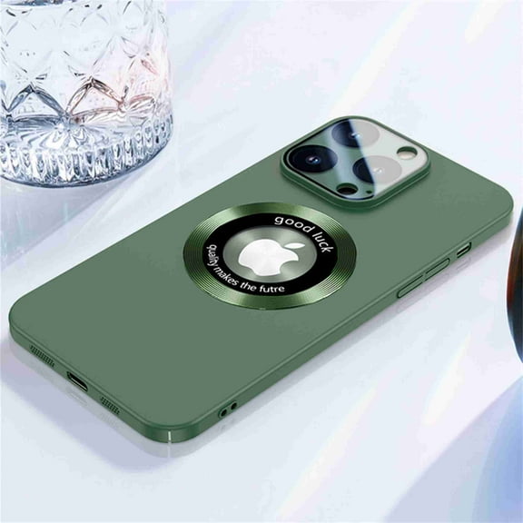 Decase Compatible with MagSafe Case for iPhone 15 Pro, Built-in Glass Camera Lens Protector Logo View,Slim Magnetic MagSafe Shockproof Anti-Fall Matte PC Back Cover Case, darkgreen