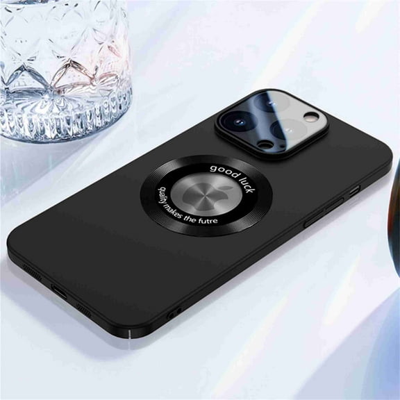 Decase Compatible with MagSafe Case for iPhone 15 Pro, Built-in Glass Camera Lens Protector Logo View,Slim Magnetic MagSafe Shockproof Anti-Fall Matte PC Back Cover Case, black