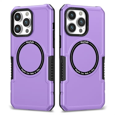 Decase Compatible with MagSafe Case for iPhone 15 Pro Max, Shockproof Anti-fall Dual-layer Protector Case,Non-Slip Rugged MagSafe Soft TPU Bumper Hard PC Back Cover Case, purple