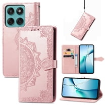 Decase Compatible with Motorola Edge (2025) Case,Leather Wallet Flip Magnetic Closure Phone Cover,Shockproof Protective Case with Card Slots Stand for Motorola Edge (2025),Rosegold