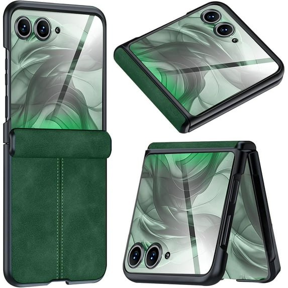 Decase Compatible with Motorola Razr 60 2025 Case,Built-in Tempered Glass Screen Protector & Hinge Protection & Thin Hard Matte PC Shockproof Phone Cover Fits for Motorola Razr 60/Razr 2025,Green