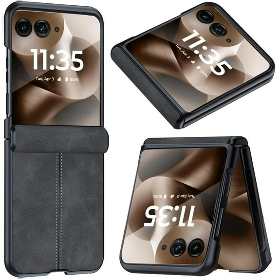 Decase Compatible with Motorola Razr 60 2025 Case,Built-in Tempered Glass Screen Protector & Hinge Protection & Thin Hard Matte PC Shockproof Phone Cover Fits for Motorola Razr 60/Razr 2025,Black