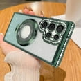 thumbnail image 1 of Decase Compatible for Samsung Galaxy S24 Ultra Mag-Safe Case,Support Wireless Charging  with Invisible Ring Kickstand Bling Rhinestone Diamond Case for Women Girls for Galaxy S24 Ultra,Glitter Green, 1 of 6