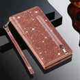 thumbnail image 1 of Decase Compatible with Samsung Galaxy S24 Wallet-style Phone Case,Luxury Bling Glitter PU Leather Zipper Pocket Card Holder Kickstand Cover Case with Wristband Strap for Galaxy S24 - Rosegold, 1 of 1