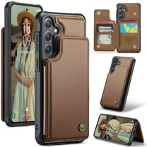 Decase Compatible with Samsung Galaxy S25  Wallet Case with Card Holder, RFID Blocking Credit Slots Kickstand Shockproof Business PU Leather Phone Cover for Women Men,Brown