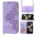 thumbnail image 1 of Decase Compatible With Google Pixel 7 Pro Case Magnetic Wallet Flip Cover with Card Holder Kickstand Design Crossbody Strap Embossed PU Leather Folio Cover for Google Pixel 7 Pro, Purple, 1 of 10