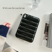 Decase Compatible with iPad 10th Generation 10.9 Inch 2022 Puffer Case, Luxury Winter Down Jacket Soft Touch Cloth Bumper Puffer Case for Girl Women 3D Cute Shockproof Cover Case, Black