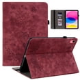 thumbnail image 1 of Decase Compatible with iPad 10th Generation Case 10.9 Inch 2022 with Pencil Holder,Tri-Fold Stand Embossed Rose Pattern Slim Fit Protective Cover for iPad Case 10th,Auto Sleep/Wake,Red, 1 of 8