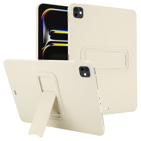 Decase Compatible with iPad Pro 11-inch (M4 2024 / M5 2025) Case with Adjustable Stand, Shock-Absorbent Hard PC+TPU Cover for Kids, Anti-Scratch Matte Shell Cover,Beige