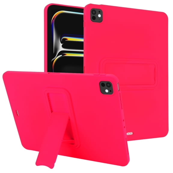 Decase Compatible with iPad Pro 11-inch (M4 2024 / M5 2025) Case with Adjustable Stand, Shock-Absorbent Hard PC+TPU Cover for Kids, Anti-Scratch Matte Shell Cover,Rose