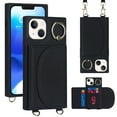 thumbnail image 1 of Decase Compatible with iPhone 14 Pro Max Case, Crossbody Wallet Case, Adjustable Detachable Lanyard Neck Strap with Ring Stand Leather Card Holder Protective Cover, Black, 1 of 9