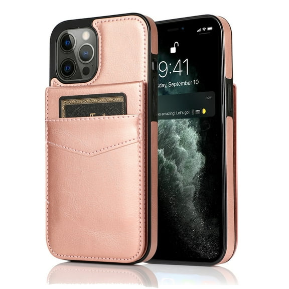 Decase Compatible with iPhone 14 Pro Wallet Case Credit Card Holder, Premium Leather Kickstand Flip Durable Shockproof Protective Back Cover for iPhone 14 Pro 6.1 inch, Rosegold