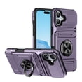 thumbnail image 1 of Decase Compatible with iPhone 16 5G Brackets Case,Car Mount Magnetic Kickstand Carrying Card Slots 2 in 1 Anti-Fall Phone Case,Shockproof Rugged Case for iPhone 16,Violet, 1 of 7