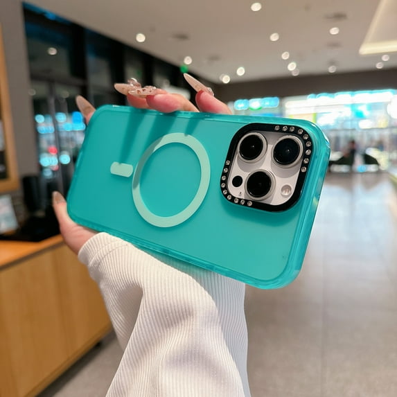 Decase Compatible with iPhone 16 Pro Max Translucent Case,Compatible with Mag-Safe,Cute Bright Translucent Hard PC+Soft TPU Bumper Hybrid Magnetic Case,Slim Hard Camera Cover Protection,Mintgreen